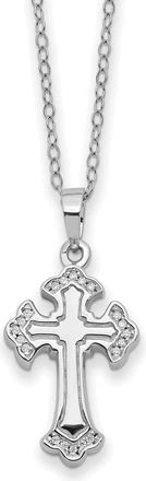 Diamond2Deal Sterling Silver Cubic Zirconia Eternal Home Cross Ash Holder Necklace