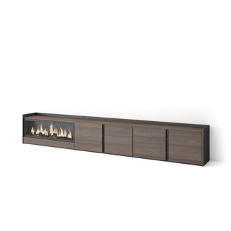 Skraut Home Skraut Home - Mueble Tv, Televisi&oacute;n, Muebles De Sal&oacute;n, Almacenaje, 315x35x50cm, Para Tv Hasta 80, Chimenea El&eacute;ctrica Xxl, Estilo Moderno, Roble Oscuro