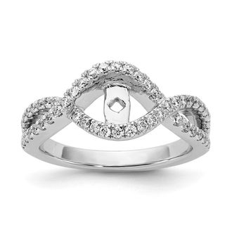 Diamond2Deal 14k White Gold 1/2 Ct Lab Grown Diamond Criss Cross Engagement Ring