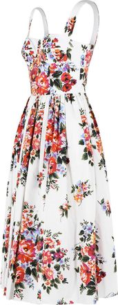 Dolce & Gabbana Fiori White Cotton Dress