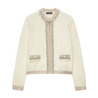 Elena Miro Korte Geborduurde Vest - Dames - Vesten - Wit - S - Truien & Vesten