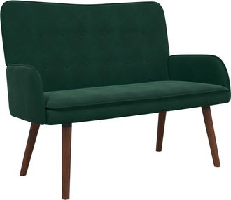 vidaXL Sof&aacute; De 2 Plazas Verde Oscuro 115 X 61 X 87 Cm Terciopelo Vidaxl