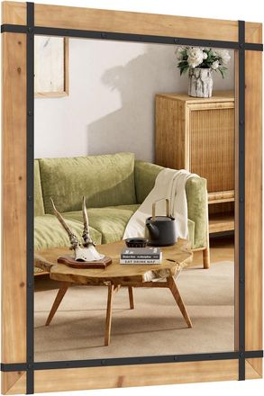 Costway Costway - Espejo De Pared 77 X 99,5cm, Espejo Decorativo Rectangular Con Marco De Madera De Abeto, Estilo Granja, Espejo De Pared Para Sala De Estar, 