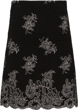Giambattista Valli floral-embroidered tweed skirt - women - Virgin Wool/Cotton/Polyester/Viscose/Polyamide/Silk - 40 - Black