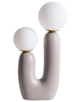 Beliani L&aacute;mpara de mesa gris