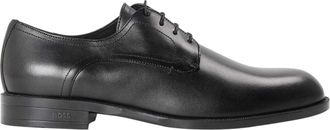 HUGO BOSS Heren Leren Lage Blokhak Derby Schoenen (Zwart)
