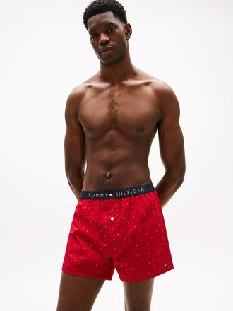 Tommy Hilfiger Mens Slim Fit Woven Boxer - Red - XL