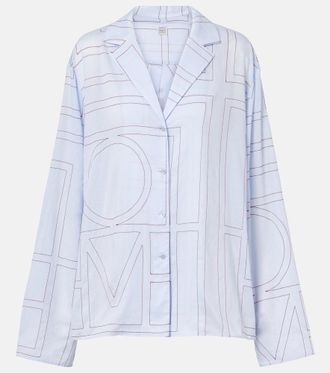 Toteme Embroidered cotton-blend poplin pajama shirt