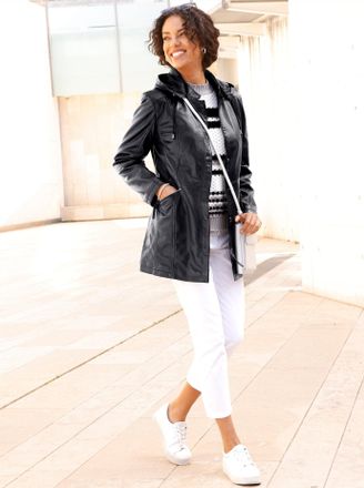 Casual Looks Lederjacke CASUAL LOOKS, Damen, Gr. 46, schwarz, 100% Lammnappaleder, unifarben, Jacken Lederjacke