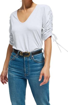 Nation Ltd Prima Shirred Sleeve Top In White