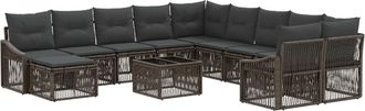 vidaXL Conjunto De Sof&aacute;s De Jard&iacute;n 12 Uds. Gris Rat&aacute;n Sint&eacute;tico Vidaxl