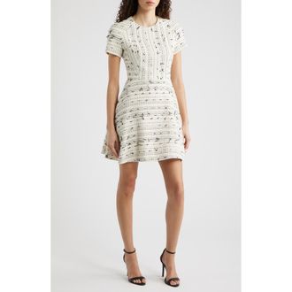BOSS Datarni Fit & Flare Dress in Ivory at Nordstrom, Size 16