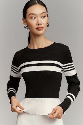 Maeve Striped Long-Sleeve Crew-Neck Sweater