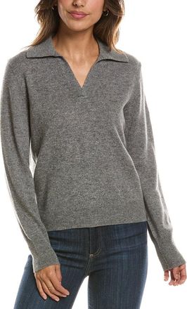 Fort&eacute; Cashmere Split Neck 100% Cashmere Polo Sweater