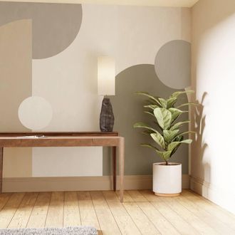 Superfresco Easy Curve & Arch Geo Neutral Print To Order 3m x 2.8m Mural in Beige