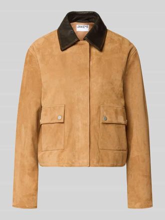 Jake*s Casual Jacke in Leder-Optik in Schlamm, Gr&ouml;&szlig;e L
