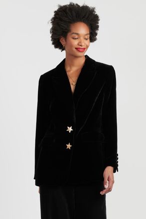 Chinti and Parker Black Laura Whitmore Velvet Jacket