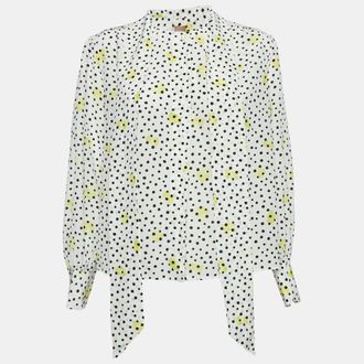 HUGO BOSS Boss By Hugo Boss White Polka Dots Silk Baboah Blouse M