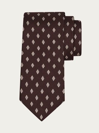 Ferragamo Men Micro Gancini print silk tie Brown