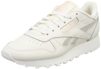 Reebok Women Classic Leather Sneaker, Chalk/Chalk/Possibly Pink F23-R, 6.5