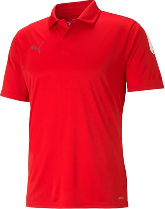 Puma Poloshirt PUMA TEAMLIGA SIDELINE POLO, Herren, Gr. M, rot (puma rot, puma wei&szlig;), Interlock, Obermaterial: 100% Polyester, unifarben, regular fit norma