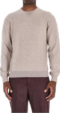 Barba Merino Wol Ronde Hals Sweater Duif Grijs - Heren - Ronde hals truien - Grijs - L - Wol - Truien & Vesten