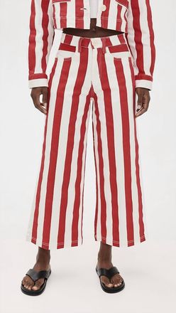 English Factory Bold Stripe Jeans In Red/white