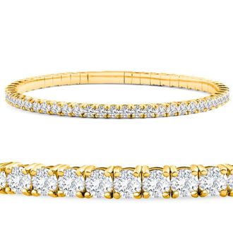 Pompeii3 3Ct Flexible Round Cut Diamond Bangle Tennis Bracelet Lab Grown 14k Yellow Gold Size: 6.75
