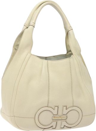 Ferragamo Gancini Hobo Stitched Leather Leather Handbag (Pre-Owned)