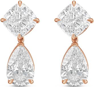 Diana M. Jewels 14kt Rose Gold 10.00 Ct tw of Lab grown square cushion and pear shape diamond earrings