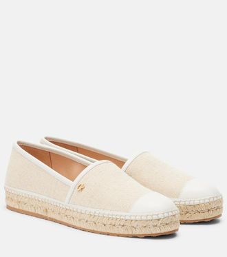 Gianvito Rossi Leather-trimmed canvas espadrilles