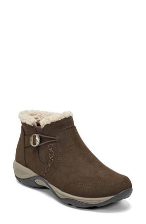 Easy Spirit Erique Water Repellent Faux Shearling Lined Bootie in Dark Brown at Nordstrom, Size 10.5