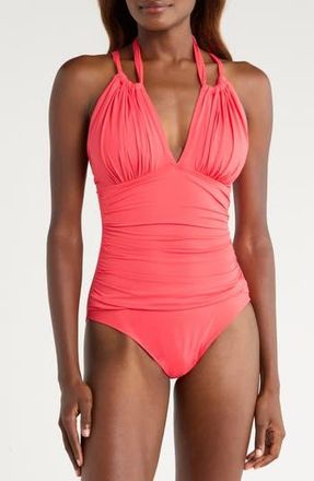 La Blanca Island Goddess Convertible High Neck One-Piece Swimsuit in Guava at Nordstrom Rack, Size 10
