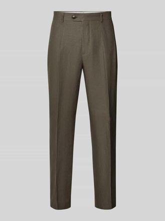 Selected Regular Fit Anzughose aus reinem Leinen Modell BAIRD in Oliv, Gr&ouml;&szlig;e 46