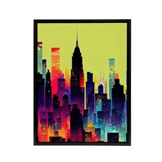 Artery8 New York Colourful Cityscape Canvas Wall Art Print | Size: W24 x H32