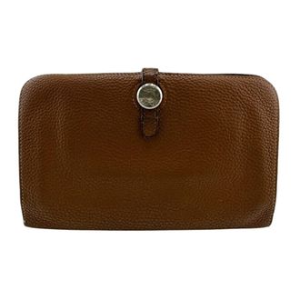 Herm&egrave;s Brown Leather Long Wallet (Bi-Fold) (Pre-Owned)