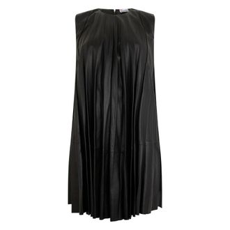 Red Valentino Short Dresses, female, Black, Size: XS Sleeveless Leather Midi Dress