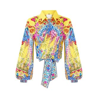 Camilla Shirts, female, Multicolor, Size: S Cropped Wrap Shirt