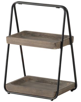 A&B Home Discontinued A&B Home 2-Tier Decorative Tray With Metal Frame