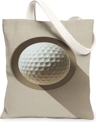 Generic Golf Ball Canvas Tote Bags, Sport Design Reusable Grocery Bags, Summer Lightweight Washable Shoulder Strap Canvas for Gym O, Beige, 13x15 Inch