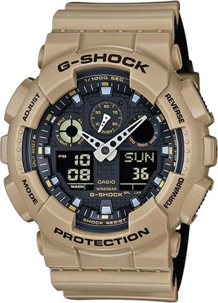 Casio Mens G-Shock Beige Analog Digital Rugged Sports Watch - GA-100L-8ACR