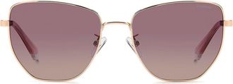 Polaroid 56mm Polarized Gradient Square Sunglasses in Gold/Burgundy at Nordstrom