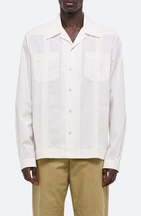 Helmut Lang Knife Pleat Stripe Cotton Poplin Summer Shirt in White - 100 at Nordstrom Rack, Size Xx-Large