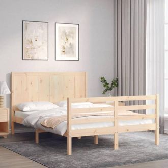 vidaXL Estructura De Cama De Matrimonio Con Cabecero Madera Maciza Vidaxl