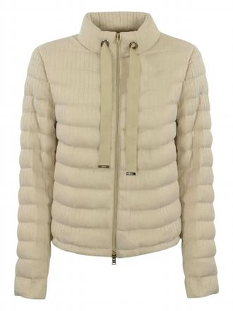 Herno Womens Shiny Ribbed Knit Zip Jacket In Chantilly