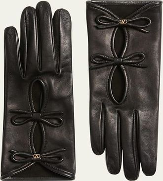 Valentino Garavani VLogo Signature Nappa Leather Bow Gloves