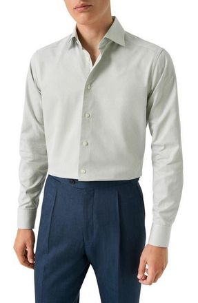 Eton Contemporary Fit Signature Twill Button-Up Shirt in Light Green at Nordstrom, Size 15.5