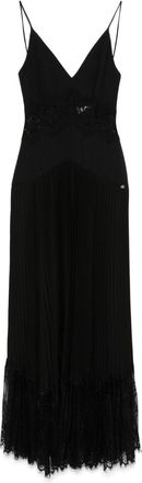 Nissa lace-panel midi dress - Black