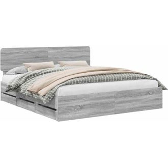 vidaXL Bed Frame with Drawer Grey Sonoma 180 x 200 cm Engineer Wood vidaXL