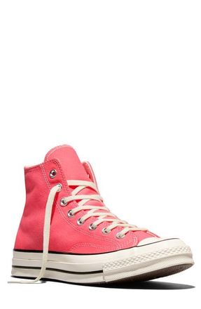 Converse Chuck 70 Canvas High Top Sneaker in Cherry Balm/Egret/Black at Nordstrom, Size 5.5